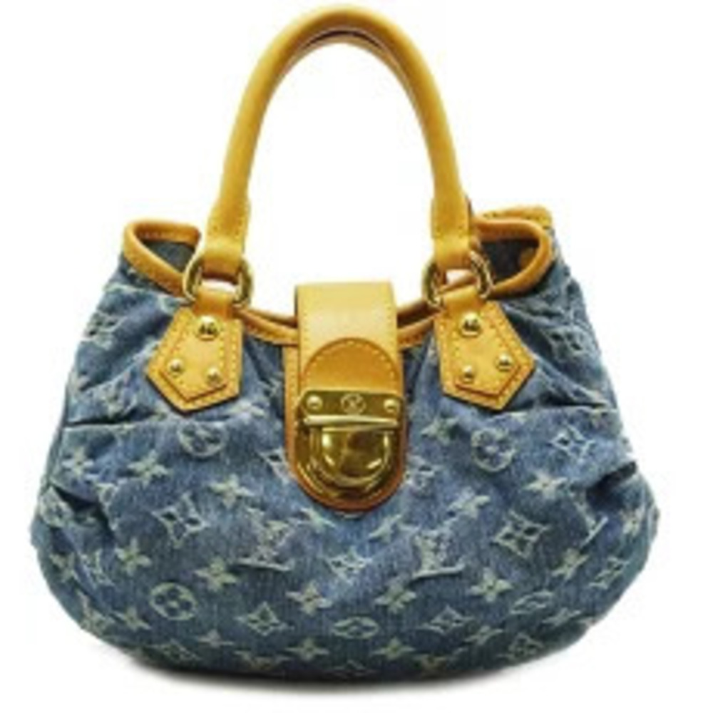 Louis Vuitton Pleaty Handbag Monogram Denim Blue